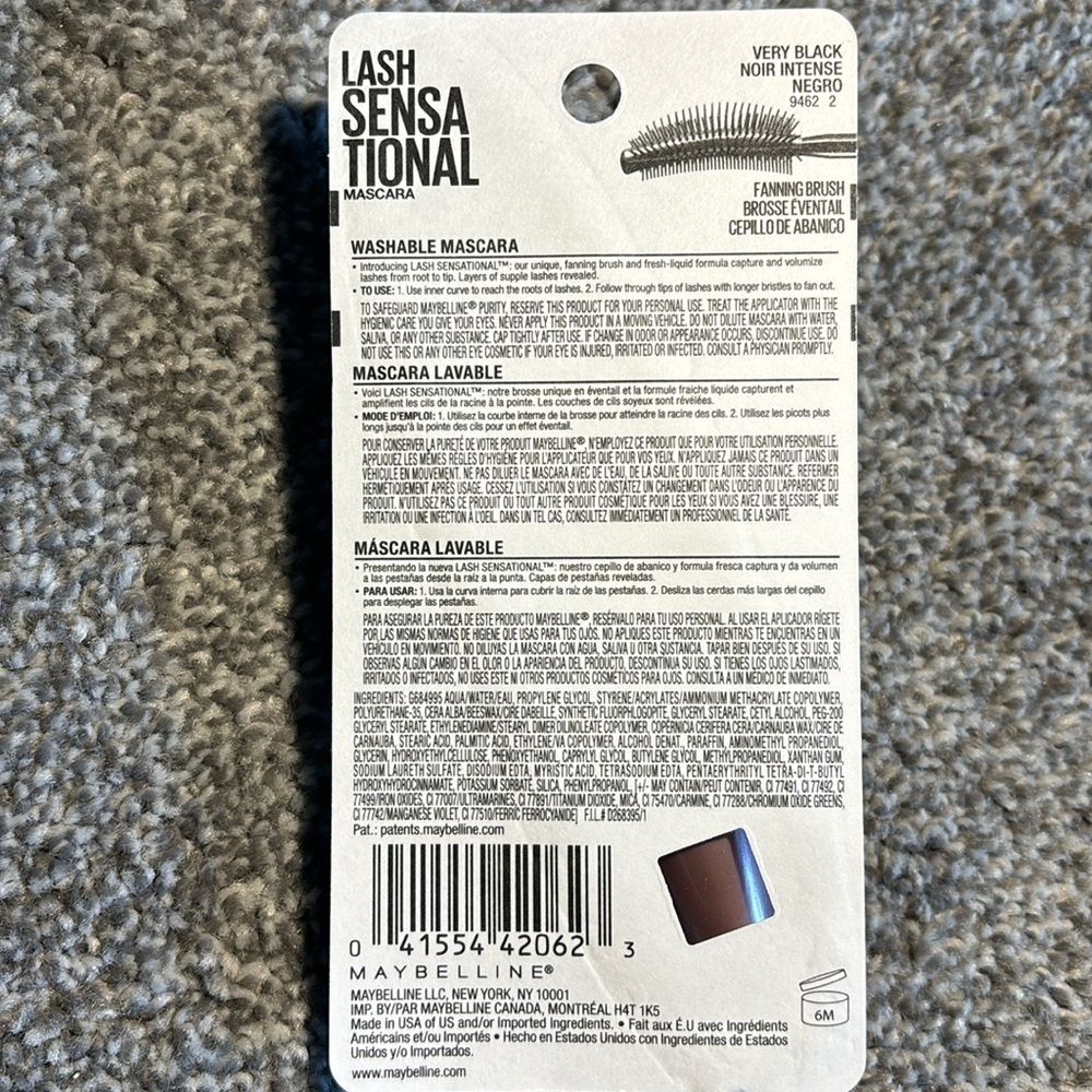 MAYBELLINE 254 very black mascara LASH SENSATIONAL®
WASHABLE MASCARA - Picture 9 of 9